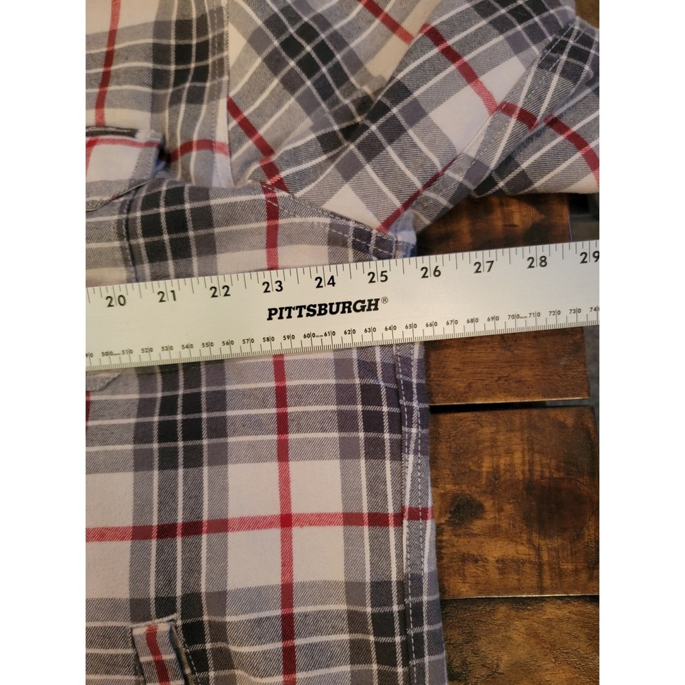 Eddie Bauer Mens Flannel Lined Shirt Jacket‎ Plaid Red Gray XL - Picture 5 of 8